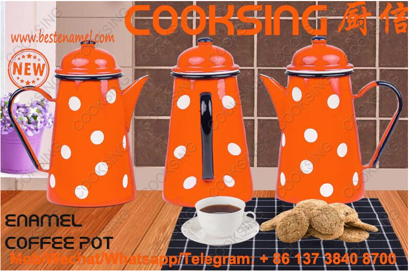 1.2L Colorfull Enamel Coffee Teapot With Decals