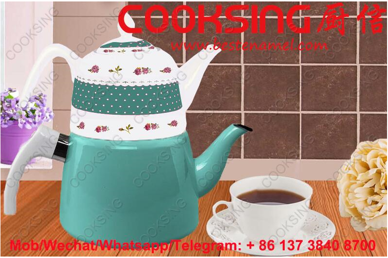 BK-207D Porcelain Teapot+Colorful Enamel Kettle