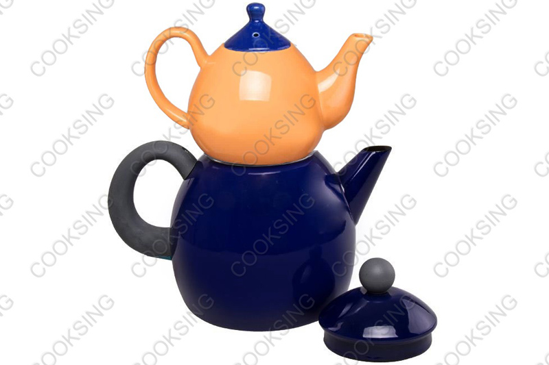 BK-3207D 1.0L Colorful Porcelain Teapot +3.2L Colorful Enamel Kettle With Black Bakelite Handles