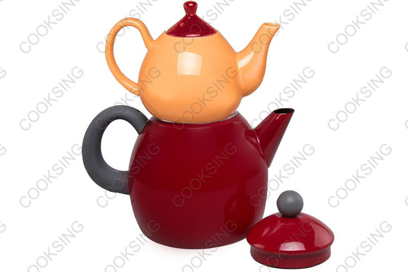 BK-3207D 1.0L Colorful Porcelain Teapot +3.2L Colorful Enamel Kettle With Black Bakelite Handles
