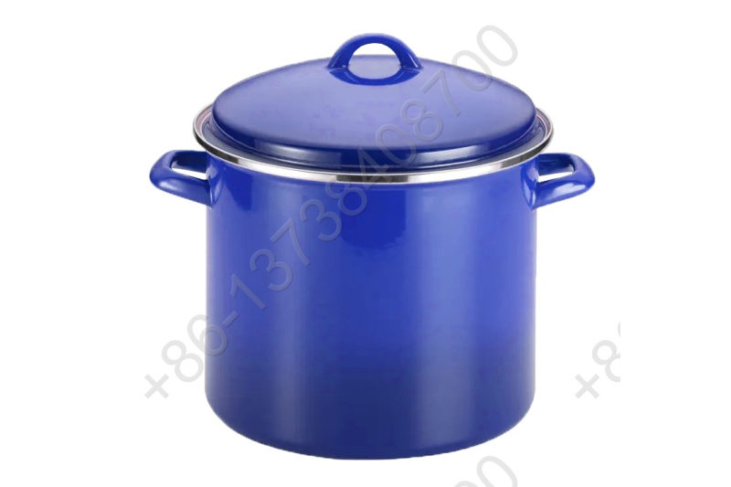 0.8mm Enamel High Stock Cookware Pot With Enamel Cover And Holly Handle
