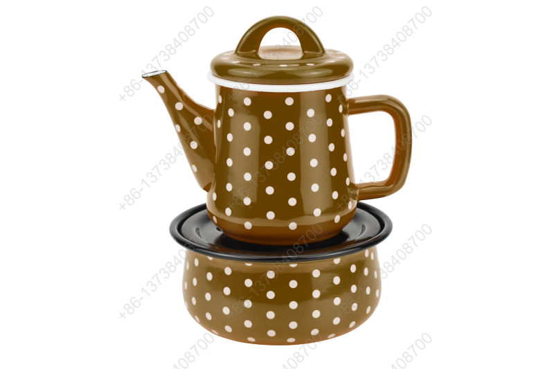 0.6L Colorful Arabic Enamel Teapot Kettle With Heated Bowl Set