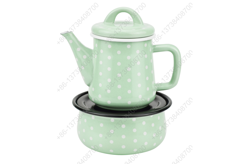 0.6L Colorful Arabic Enamel Teapot Kettle With Heated Bowl Set