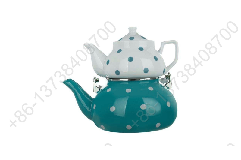 BK-807ED 0.75L Porcelain Teapot+2.3L Enamel Kettle Set With Dot Decals