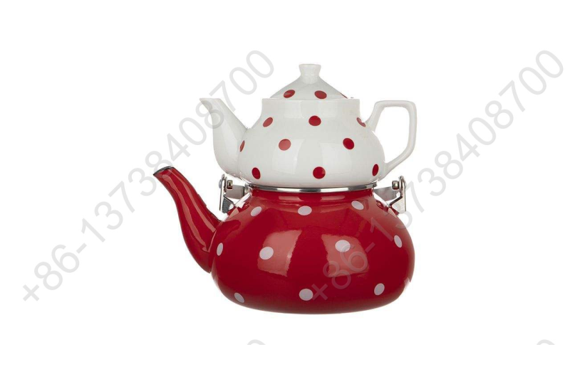 BK-807ED 0.75L Porcelain Teapot+2.3L Enamel Kettle Set With Dot Decals