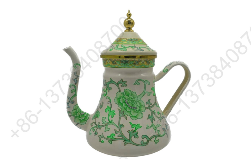 Luxury Mid-East Market Arabic Enamel Tea Pot With Golden Knob
