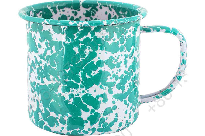 Custom Picnic Outdoor Camping White Colors Splatter Coffee Drinking Tin Enamel Mug