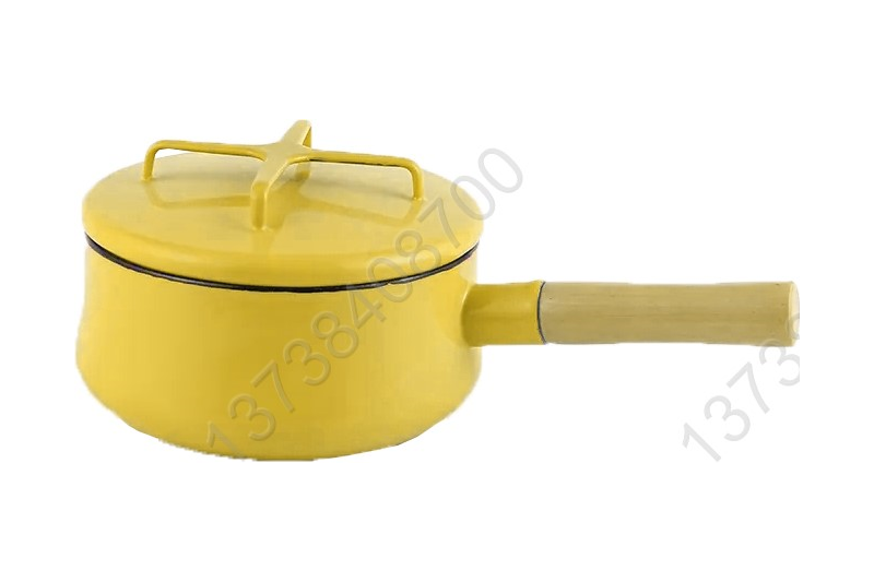 20cm European Style Colorful Enamel Coated Cookware Pot With Enamel Cover And Single Wooden Handles