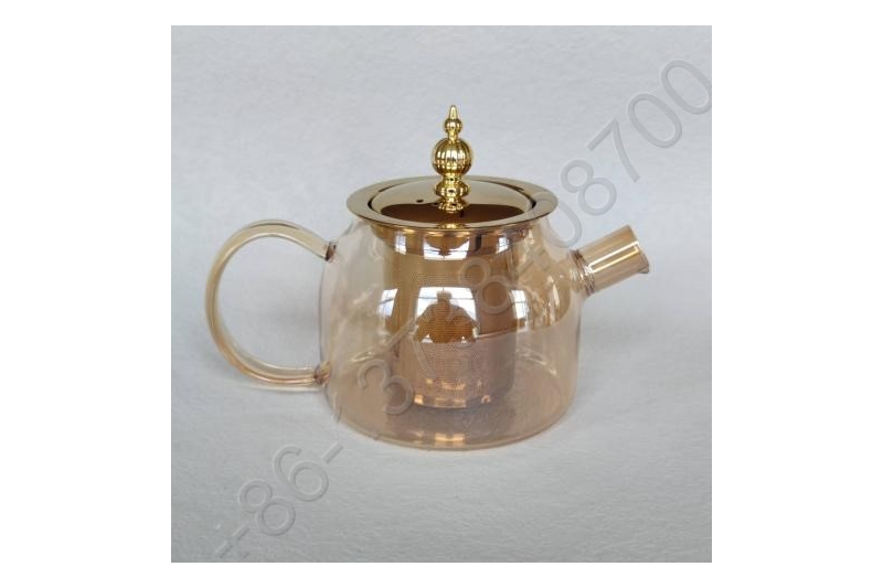 0.6L/0.8L/1.0L Luxury High Quality Tea Pot Gold Stainless Steel Filter And Lid Glass Handle Heat Resistant Glass Teapot