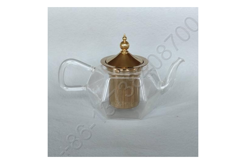 1.0L/1.2L/1.5L Luxury High Quality Tea Pot Gold Stainless Steel Filter And Lid Glass Handle Heat Resistant Glass Teapot