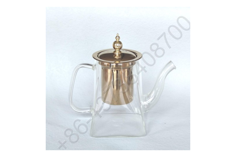 0.35L/0.75L/0.95L Luxury High Quality Tea Pot Gold Stainless Steel Filter And Lid Glass Handle Heat Resistant Glass Teapot
