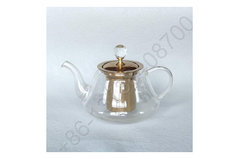 0.8L/1.0L/1.2L Luxury High Quality Tea Pot Gold Stainless Steel Filter And Lid Glass Handle Heat Resistant Glass Teapot