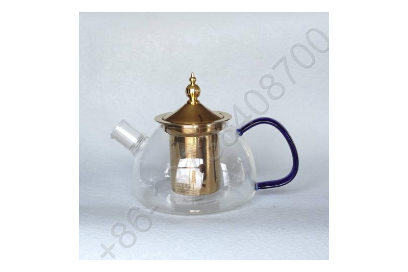 0.6L/ 0.8L/1.0L Luxury High Quality Tea Pot Gold Stainless Steel Filter And Lid Glass Handle Heat Resistant Glass Teapot
