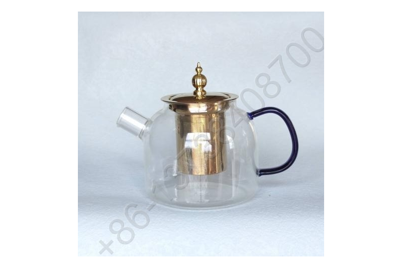 0.6L/ 0.8L/1.0L Luxury High Quality Tea Pot Gold Stainless Steel Filter And Lid Glass Handle Heat Resistant Glass Teapot
