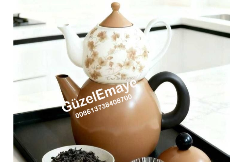 1.0L/3.2L GüzelEmaye Porcelain Teapot Enamel Kettle Set With Colors & Decal Designs