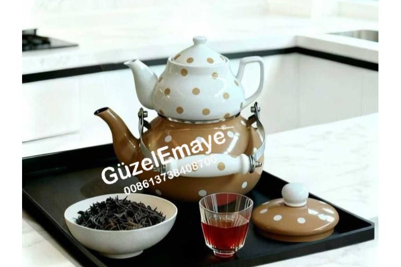 0.75L/2.1L GüzelEmaye Porcelain Teapot Enamel Kettle Set With Colors & Decal Designs