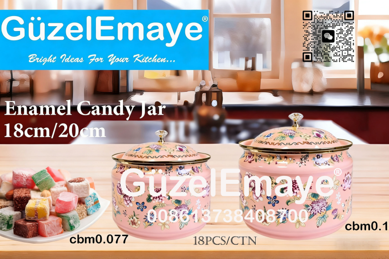 Home Luxury Enamel Candy Jar Multi-Functional Container Enamel Can Enamel Sugar Pot  الجرة المنكورة بالزينة، مليئة بالحلويات العربية ا