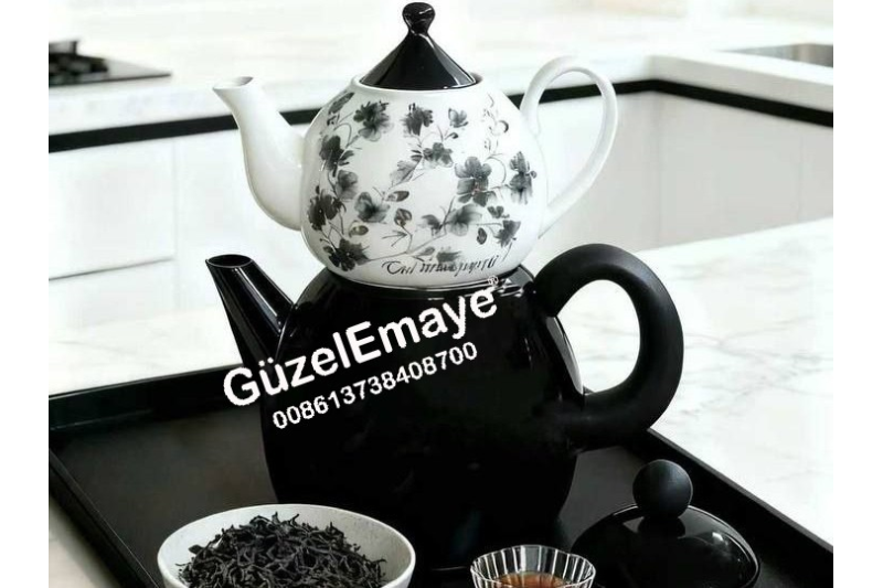 1.0L/3.2L GüzelEmaye Porcelain Teapot Enamel Kettle Set With Colors & Decal Designs