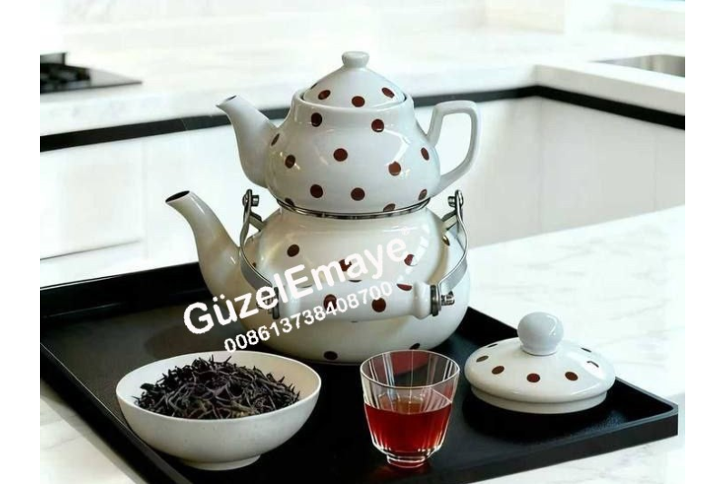 0.75L/2.1L GüzelEmaye Porcelain Teapot Enamel Kettle Set With Colors & Decal Designs