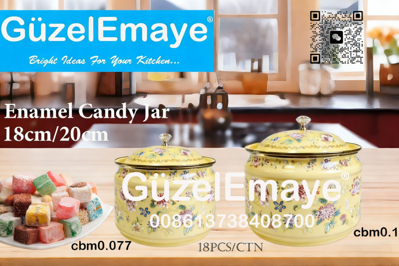 Home Luxury Enamel Candy Jar Multi-Functional Container Enamel Can Enamel Sugar Pot  الجرة المنكورة بالزينة، مليئة بالحلويات العربية ا