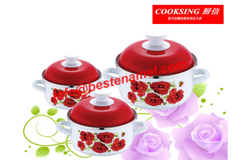 BK-8801DE 3 PCS Enamel Casserole｜Enamel Cookware