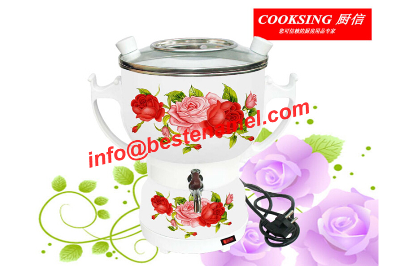 BK-907 Enamel Electric Samovar｜Enamel Samovar｜Porcelain Enamel Samovar｜Porcelain Samovar｜Samovar Set｜Enamel Samovar Set