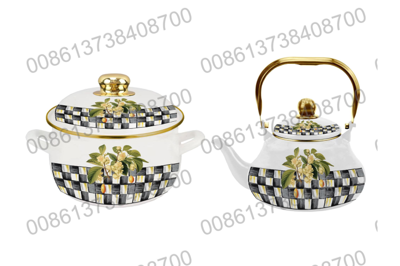 18CM/20CM/22CM/24CM/26CM Enamel Casserole Cookware Pot & 1.5L/2.0L/2.5L Enamel Teapot Kettle