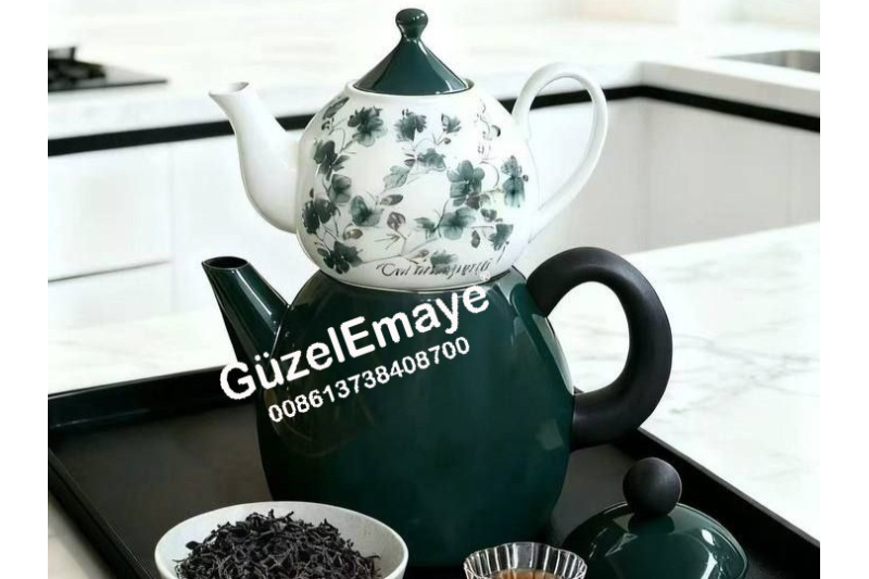 1.0L/3.2L GüzelEmaye Porcelain Teapot Enamel Kettle Set With Colors & Decal Designs
