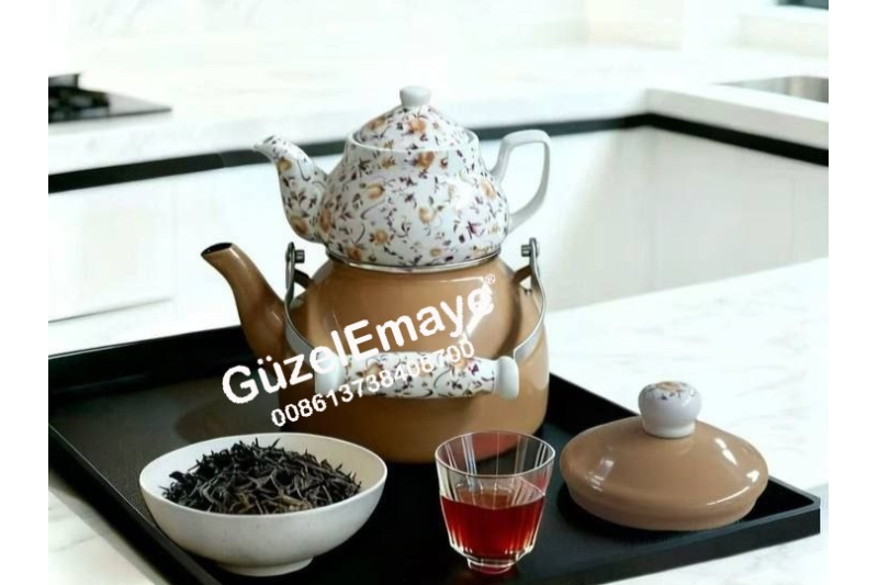 0.75L/2.5L GüzelEmaye Porcelain Teapot Enamel Kettle Set With Colors & Decal Designs