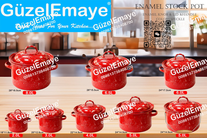 New Style Enamelware18/20/22/24/24/26/28cm Enamel Casserole Pot Stock Pot Russia Enamel Pot 2.0L,3.0L,4.0L,5.0L,6.0L,6.5L,8.0L