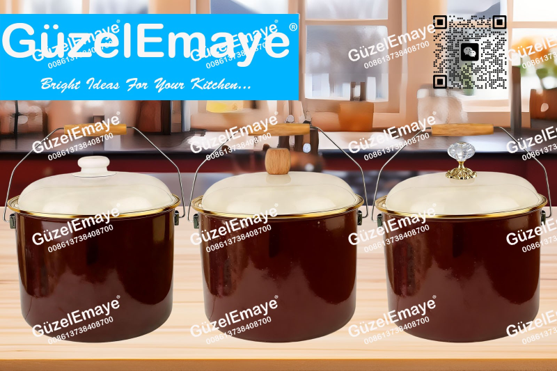 GüzelEmaye Serisi Emaye Bakraç Enamel Bucket Pot Enamel Stock Pot Casserole Pot Enamel Cookware 18cm/20cm/22cm/24cm/26cm