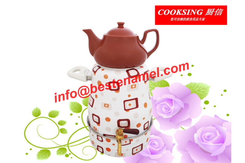 BK-906N Enamel Samovar｜Porcelain Enamel Samovar｜Samovar｜Porcelain Samovar｜Samovar Set｜Enamel Samovar Set