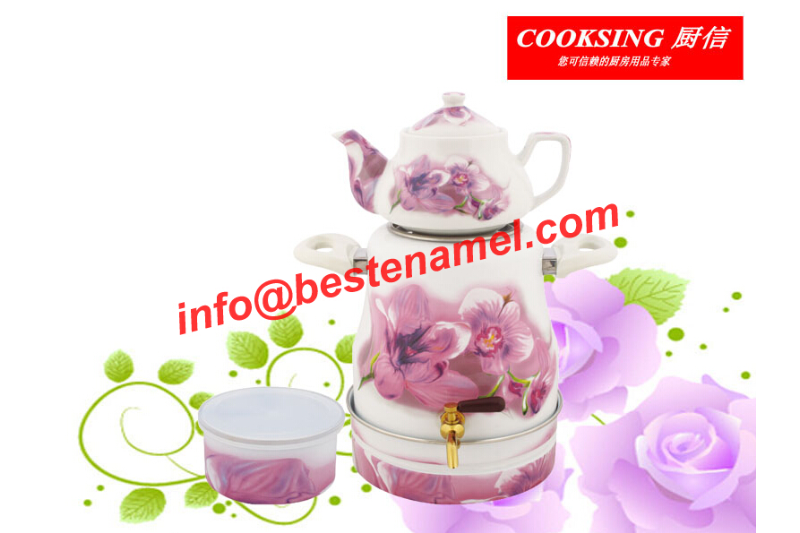 BK-906DS Enamel Samovar｜Porcelain Enamel Samovar｜Samovar｜Porcelain Samovar｜Samovar Set｜Enamel Samovar Set