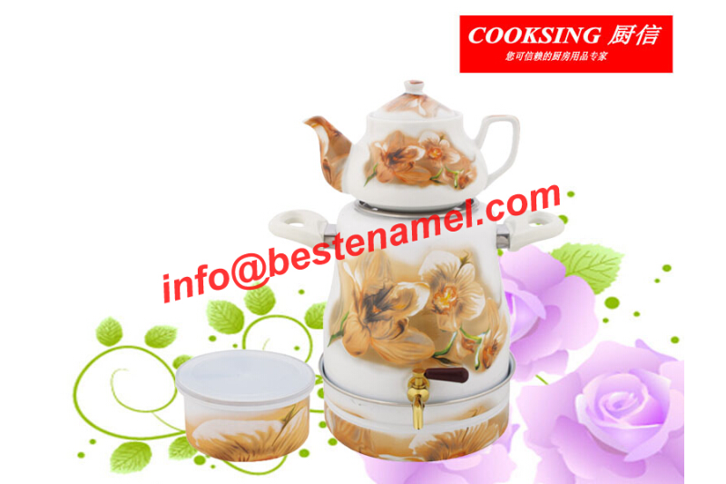 BK-906DS Enamel Samovar｜Porcelain Enamel Samovar｜Samovar｜Porcelain Samovar｜Samovar Set｜Enamel Samovar Set