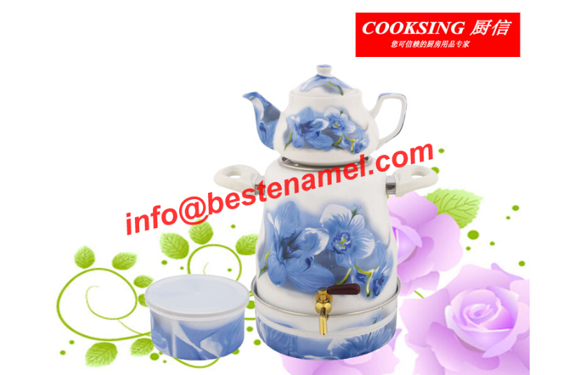 BK-906DS Enamel Samovar｜Porcelain Enamel Samovar｜Samovar｜Porcelain Samovar｜Samovar Set｜Enamel Samovar Set