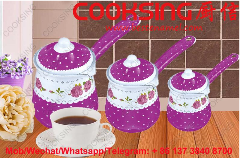 Enamel Coffee Pot With Single Metal Handle