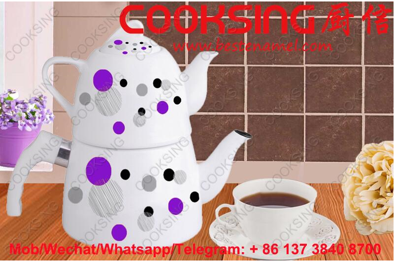 BK-607 Porcelain Enamel Teapot Kettle Set