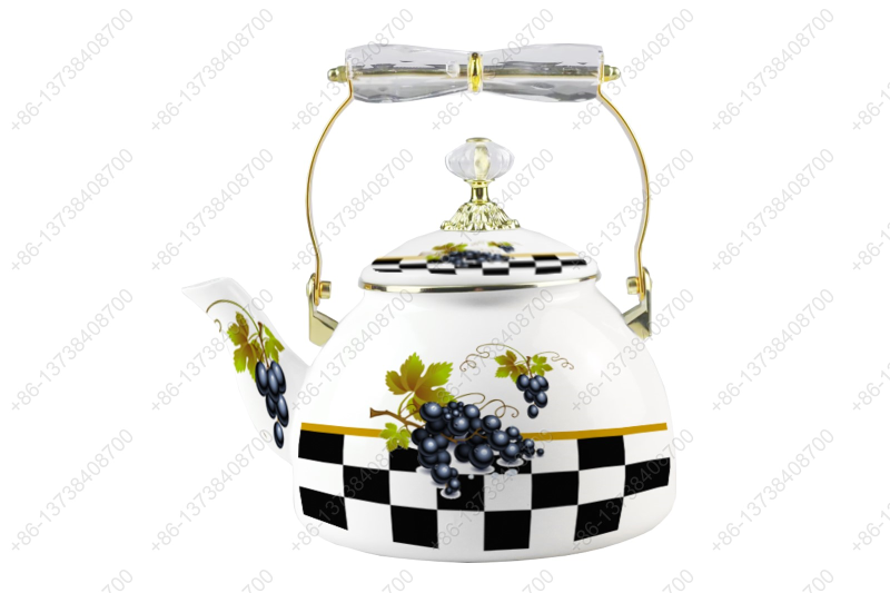 1.2L/1.5L/1.8L/2.5L/4.0L/5.0L Luxury High Quality Enamel Coating Kettle With Decals / Colors Acrylic Handle And Golden Knobs