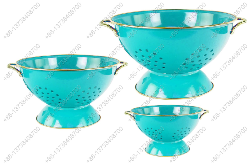 GüzelEmaye Metal Colander Set Of 3 Pieces 16/23/28CM , Strainer Basket with Handles Perfect For Spaghetti, Pasta, Berry, Vegetable, Fruit