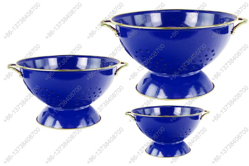 GüzelEmaye Metal Colander Set Of 3 Pieces 16/23/28CM , Strainer Basket with Handles Perfect For Spaghetti, Pasta, Berry, Vegetable, Fruit