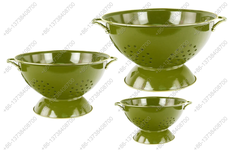 GüzelEmaye Metal Colander Set Of 3 Pieces 16/23/28CM , Strainer Basket with Handles Perfect For Spaghetti, Pasta, Berry, Vegetable, Fruit