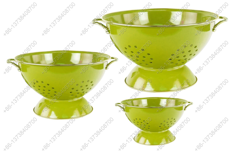 GüzelEmaye Metal Colander Set Of 3 Pieces 16/23/28CM , Strainer Basket with Handles Perfect For Spaghetti, Pasta, Berry, Vegetable, Fruit