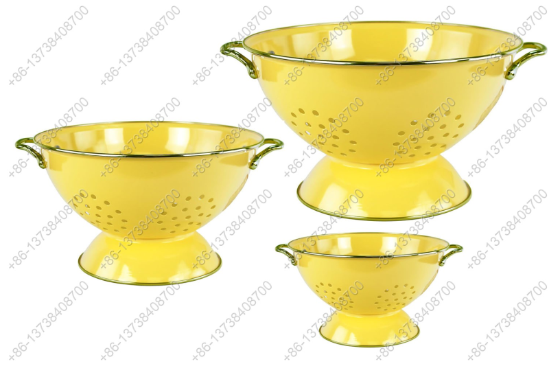 GüzelEmaye Metal Colander Set Of 3 Pieces 16/23/28CM , Strainer Basket with Handles Perfect For Spaghetti, Pasta, Berry, Vegetable, Fruit