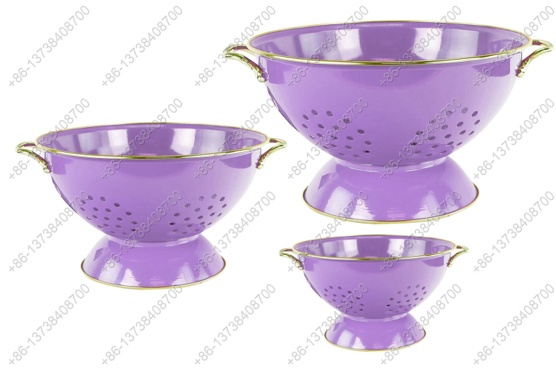 GüzelEmaye Metal Colander Set Of 3 Pieces 16/23/28CM , Strainer Basket with Handles Perfect For Spaghetti, Pasta, Berry, Vegetable, Fruit