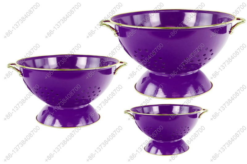 GüzelEmaye Metal Colander Set Of 3 Pieces 16/23/28CM , Strainer Basket with Handles Perfect For Spaghetti, Pasta, Berry, Vegetable, Fruit