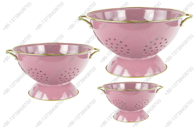 GüzelEmaye Metal Colander Set Of 3 Pieces 16/23/28CM , Strainer Basket with Handles Perfect For Spaghetti, Pasta, Berry, Vegetable, Fruit