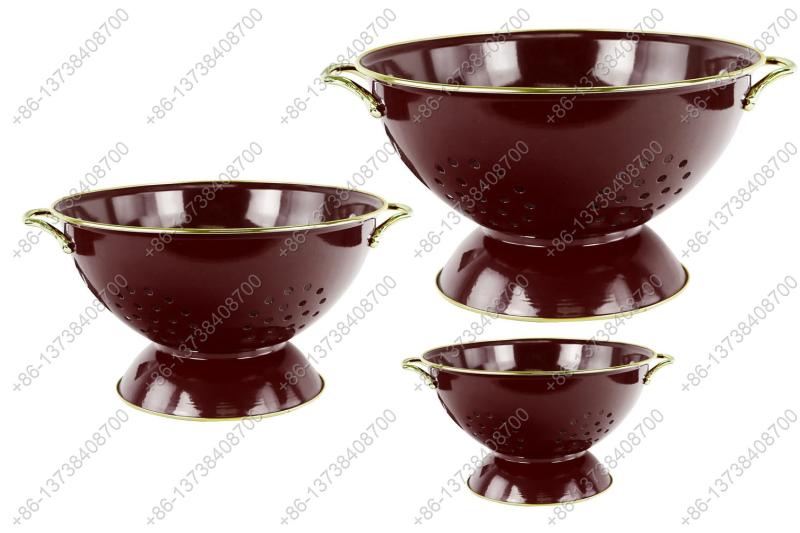 GüzelEmaye Metal Colander Set Of 3 Pieces 16/23/28CM , Strainer Basket with Handles Perfect For Spaghetti, Pasta, Berry, Vegetable, Fruit