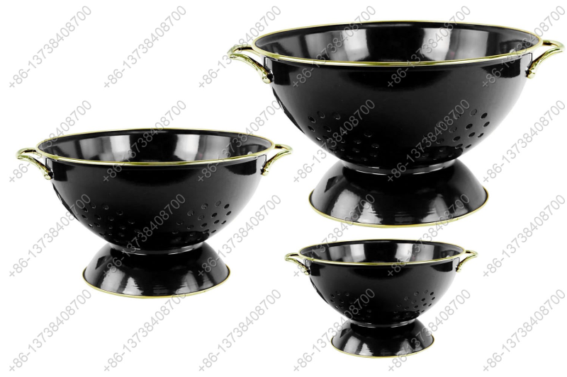 GüzelEmaye Metal Colander Set Of 3 Pieces 16/23/28CM , Strainer Basket with Handles Perfect For Spaghetti, Pasta, Berry, Vegetable, Fruit