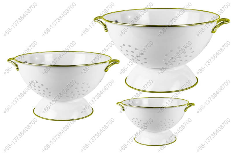 GüzelEmaye Metal Colander Set Of 3 Pieces 16/23/28CM , Strainer Basket with Handles Perfect For Spaghetti, Pasta, Berry, Vegetable, Fruit
