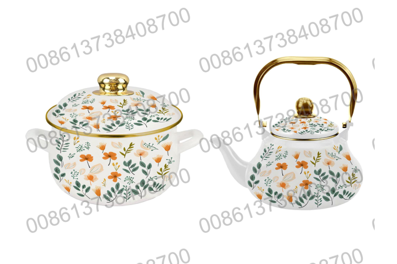 18CM/20CM/22CM/24CM/26CM Enamel Casserole Cookware Pot & 1.5L/2.0L/2.5L Enamel Teapot Kettle